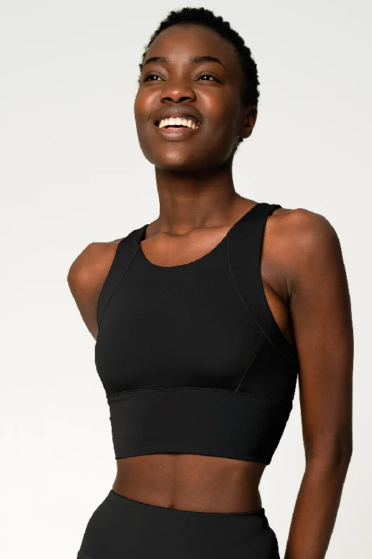 3 for $49! Black Kelly Long Line Full Coverage Padded Sports Bra - Women Versatile Bralette Set