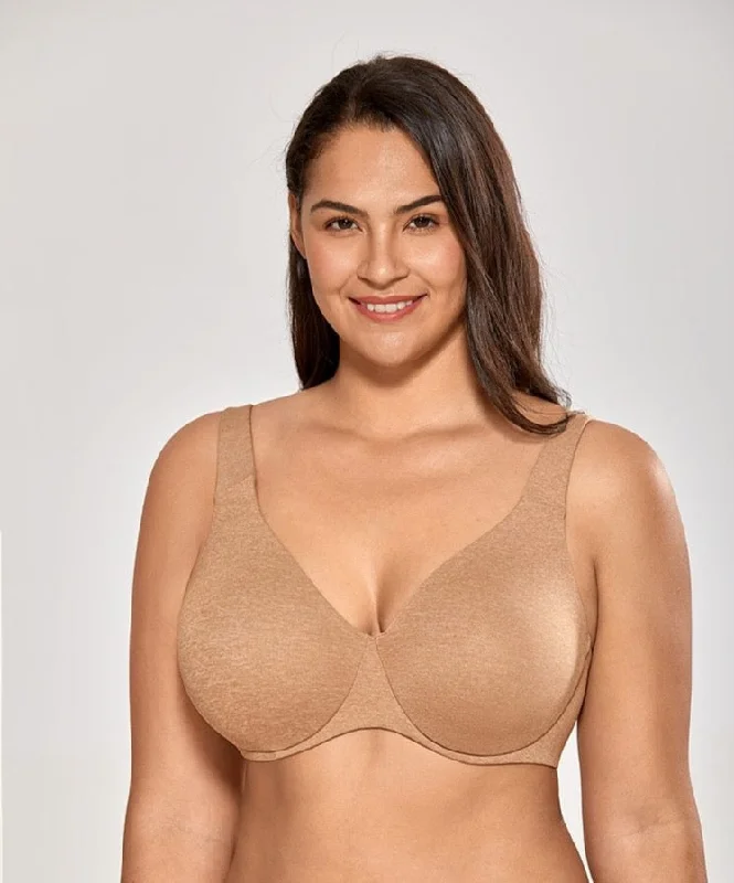 Catalina Seamless Underwire Unlined Minimizer Bra - Black Marl/Chanterelle Smooth Stretch Bra