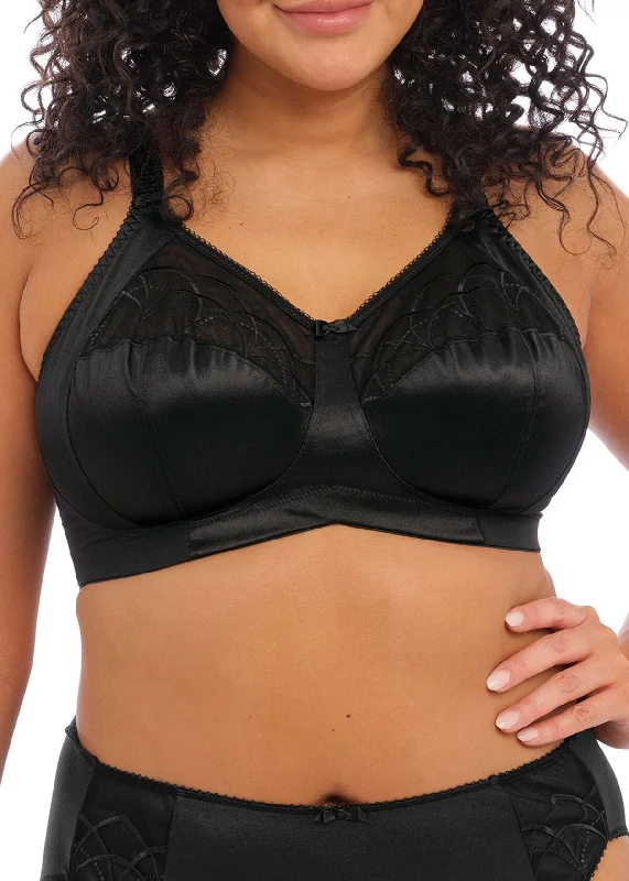 Cate Non-Wired Soft Cup Bra In Black - Elomi Supportive Cotton Bra