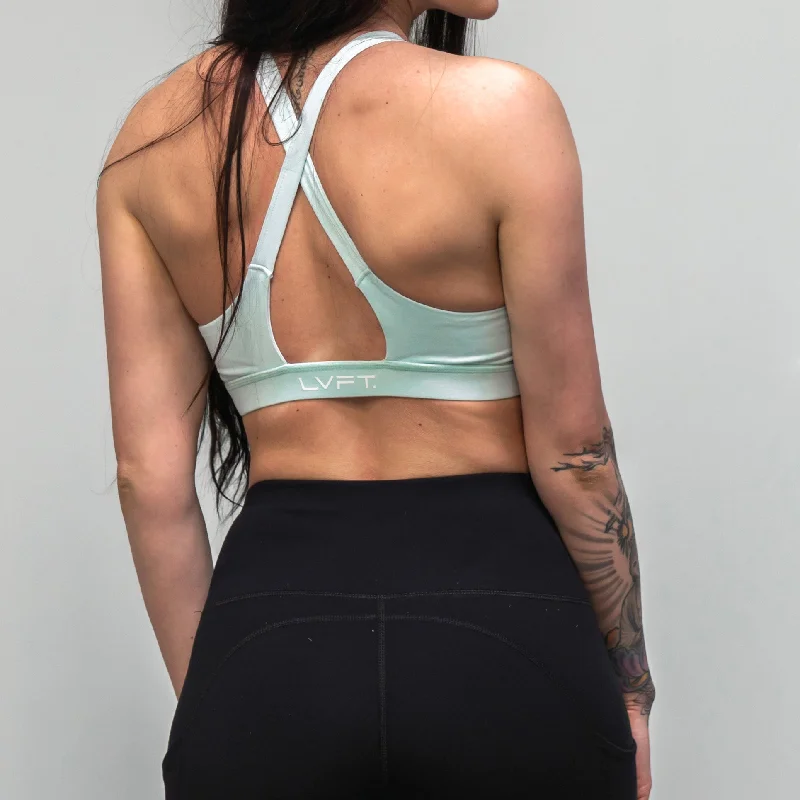 Cross Back Solid Sports Bra - Mint Push-Up Padded Bra