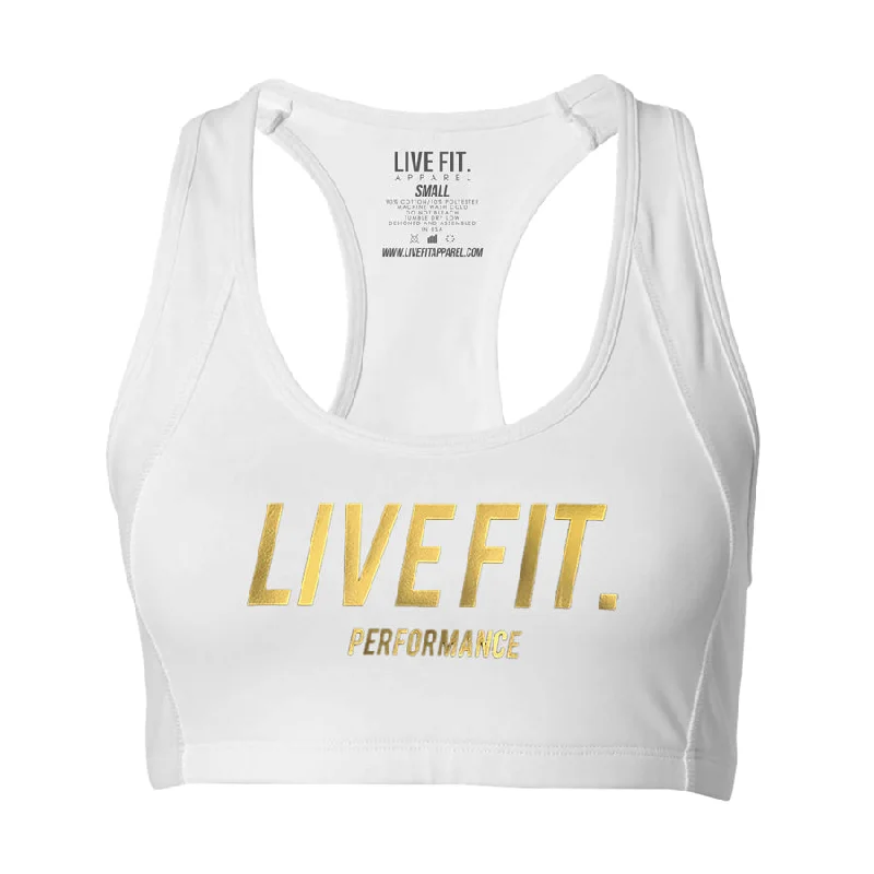 Gold Edition Sports Bra - White Active Support Bra