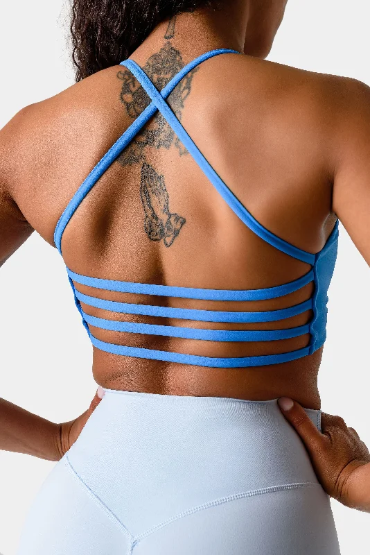 Iris Strappy Back Crop Sports Bra - Glass Blue Seamless Fit Bra