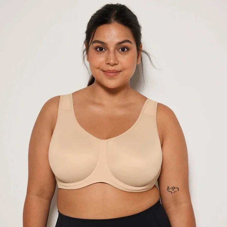 Keyla High Impact Double-layer Outer Underwire Sports Bra| C-G Cup| Black - Beige Contour Bra Style