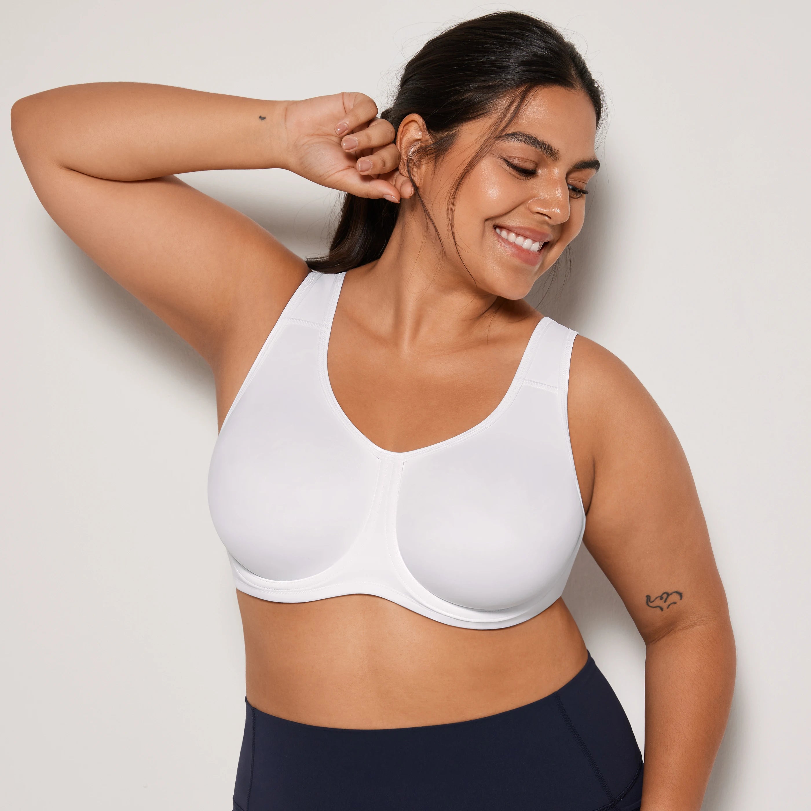 Keyla High Impact Underwire Sports Bra| C-G Cup| White - Beige Multi-Way Bra Design