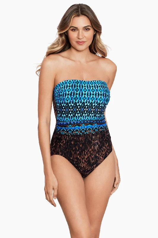 Untamed Avanti Bandeau Swimsuit Tropical Print One-Piece