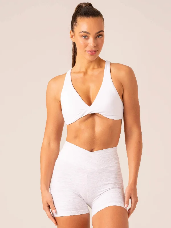 Momentum Twist Sports Bra - White Lightweight Cotton Bra