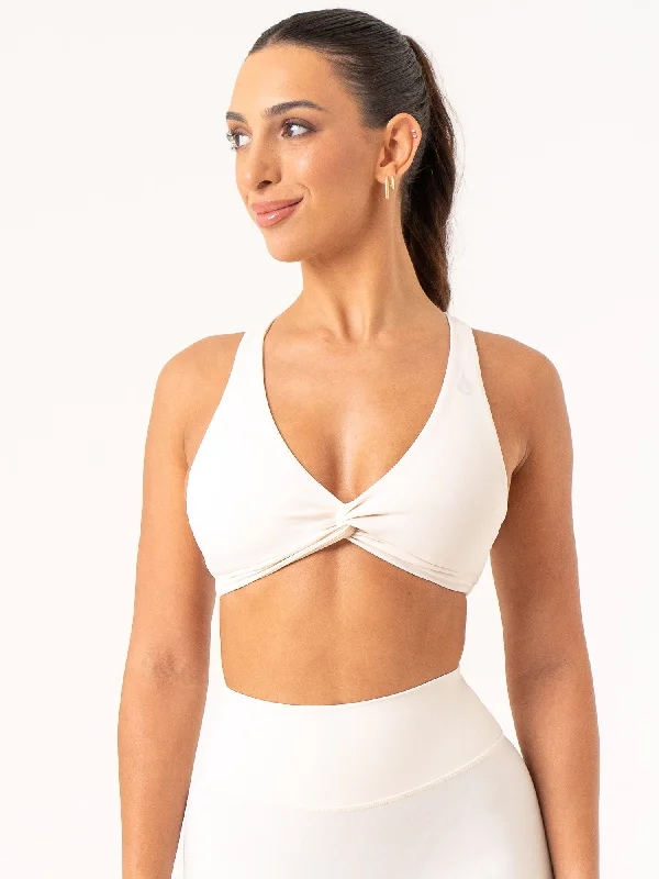 NKD Knot Sports Bra - Off White Supportive Sports Bra