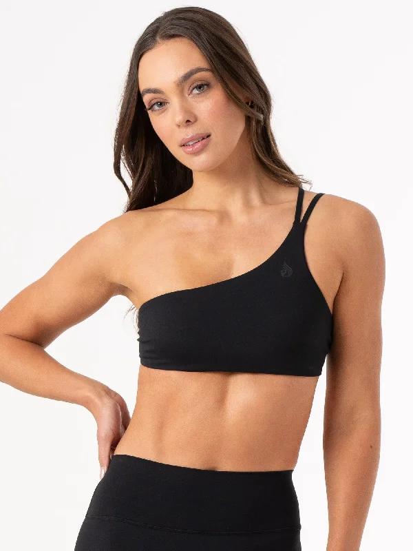 NKD One Shoulder Sports Bra - Black Multi-Way Bra Design