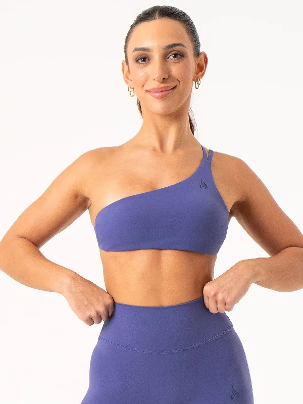 NKD One Shoulder Sports Bra - Indigo Lace Back Bra