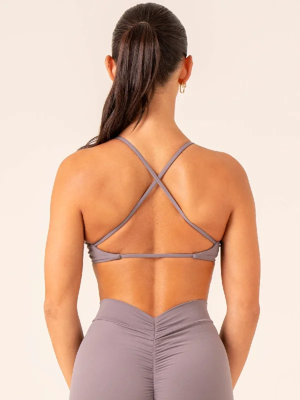 NKD Twist Sports Bra - Charcoal Soft Mesh Bra