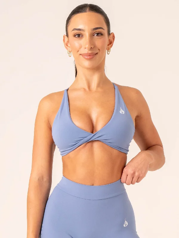 NKD Twist Sports Bra - Stonewash Blue Soft Lace Bra