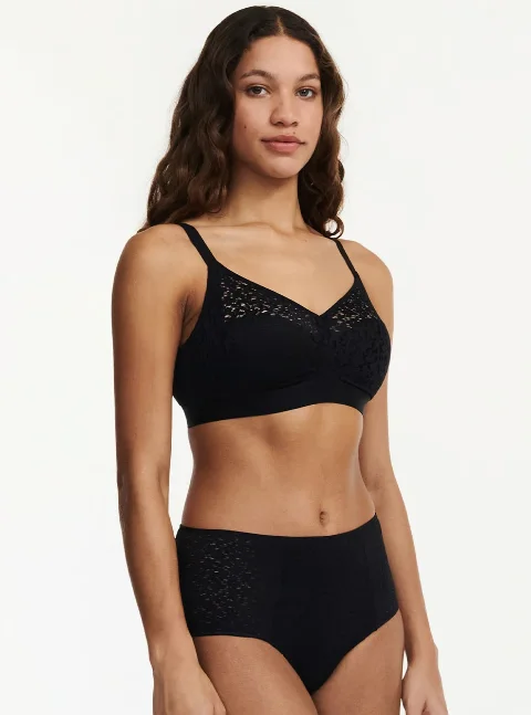 Norah Comfort Lace Wireless Bra In Black - Chantelle Soft Mesh Bra