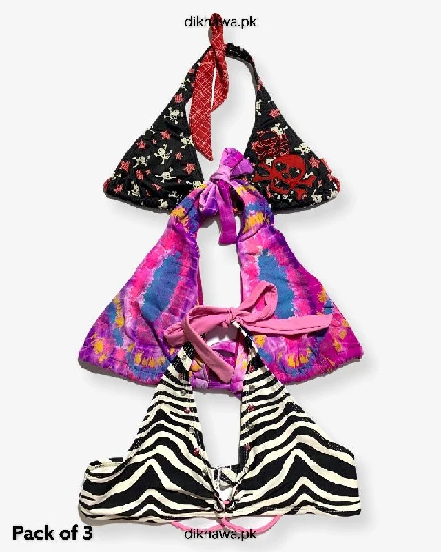 Pack Of 3 Stocklot Bikini Top Swimwear | Bikini Top Bundle | Imported Stock Branded Bikini Top Tropical Print One-Piece