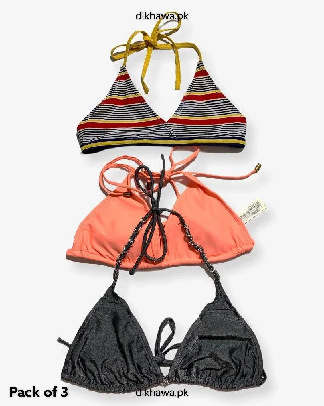 Pack Of 3 Stocklot Bikini Top Swimwear | Bikini Top Bundle | Imported Stock Branded Bikini Top Sleek Full Coverage