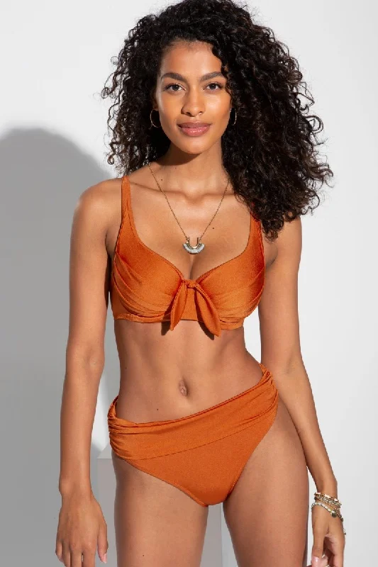 Azure Underwired Lined Non Padded Bikini Swim Top Burnt Orange- 1134 Timeless Black Bikini