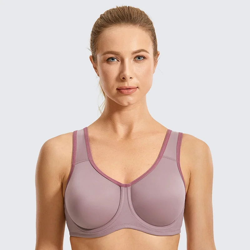 Princess Outer underwire High Impact Sports Bra |C-G Cup| Conch Shell - Blue Stretchy Wireless Bra