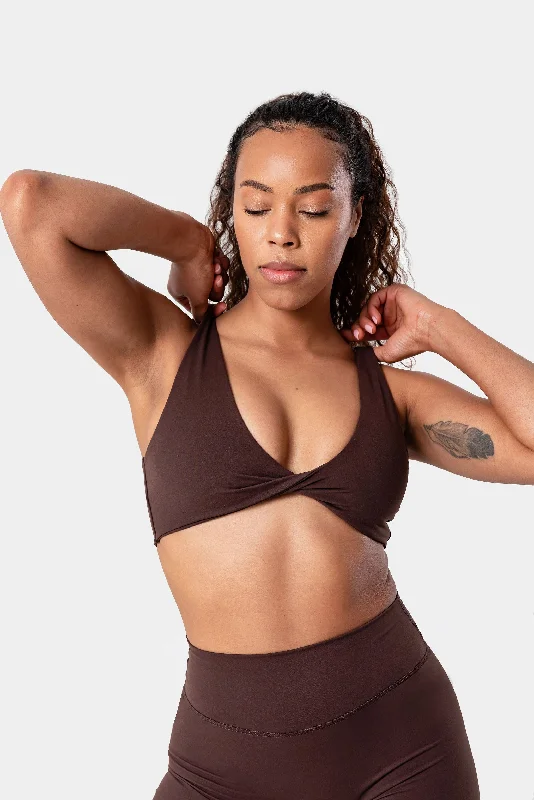 Selene Sports Bra - Java Brown Soft Lace Bra