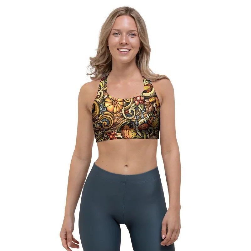 Sunflower Psychedelic Sports Bra Chic Satin Bra