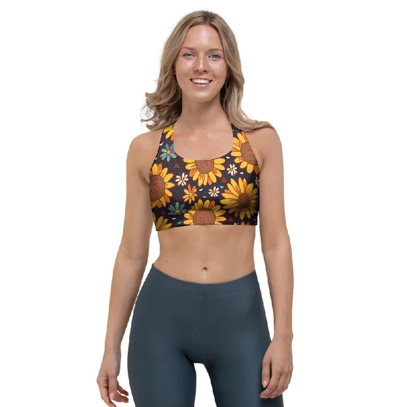 Sunflowr Floral Sports Bra Adjustable Comfort Bra