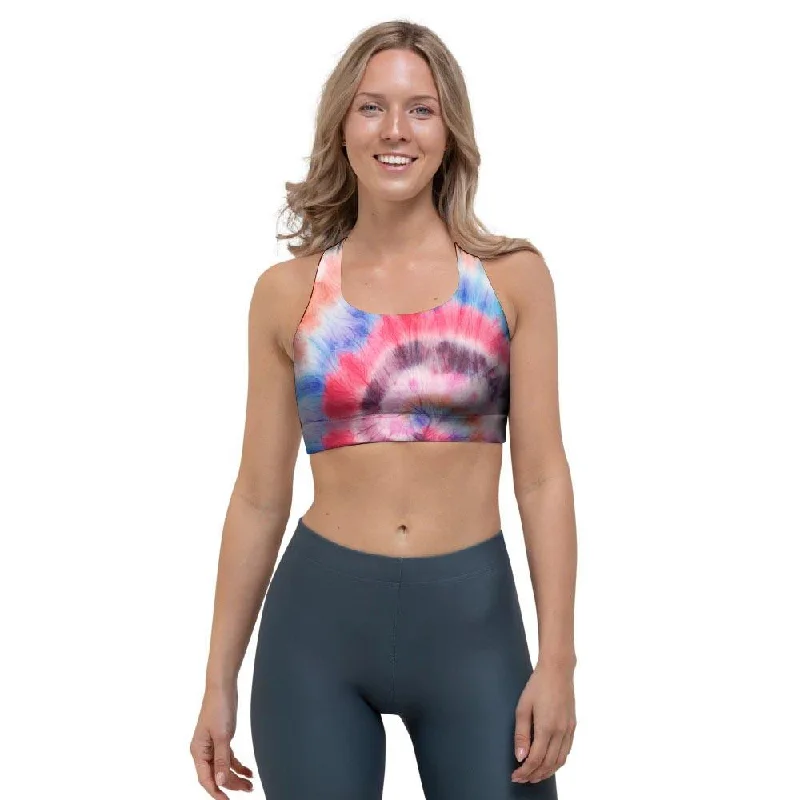 Swirl Rainbow Tie Dye Sports Bra Stylish Lace Bralette