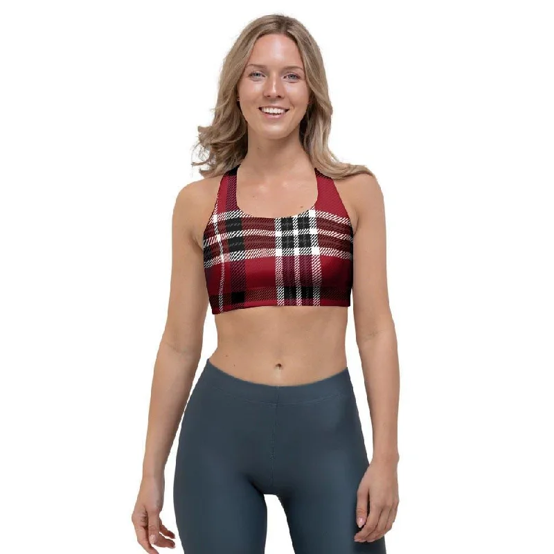 Tartan Plaid Print Sports Bra Soft Strapless Bra