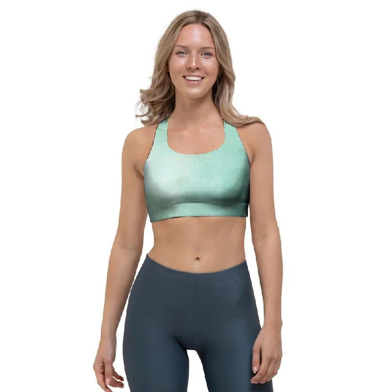 Teal Marble Sports Bra Daily Comfort Bra