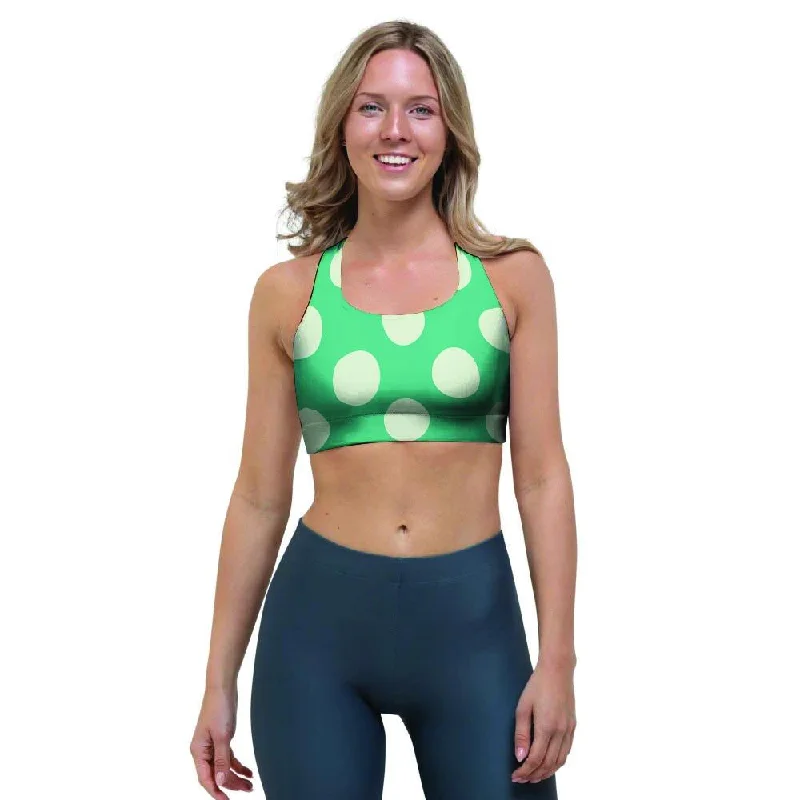 Teal Polka Dot Sports Bra Comfortable Active Bra