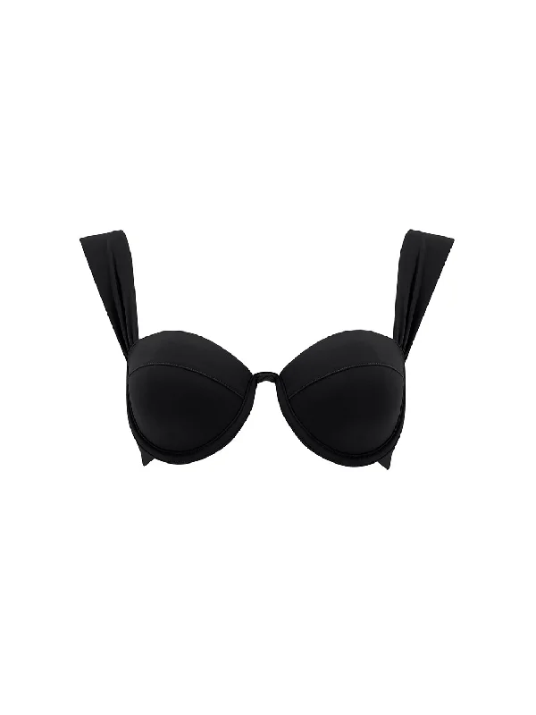 The Modern Bustier Bra - True Black Elegant Cotton Bra