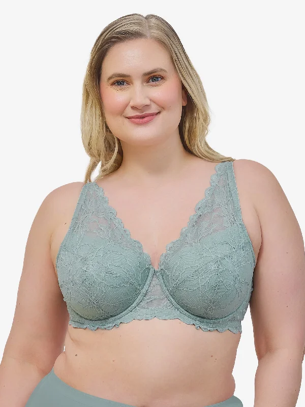 The Willow - Lace Plunge Underwire Bra Supportive Wireless Bra