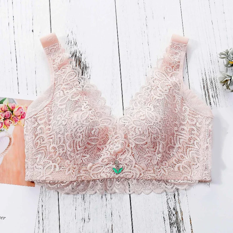 Thin Cup Sexy Lace Lingerie Brassiere plus Size Seamless Push up Women Bra One-Piece Comfortable Breathable Gather Underwears Seamless Wireless Bra