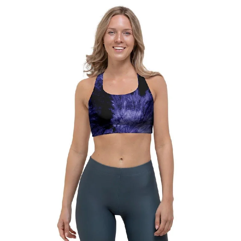 Tie Dye Blue Sports Bra Sexy Mesh Bralette