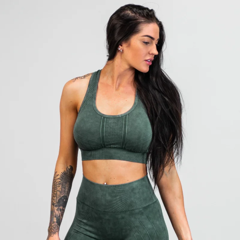 Vintage Wash Sports Bra-  Jade Full Coverage Bralette