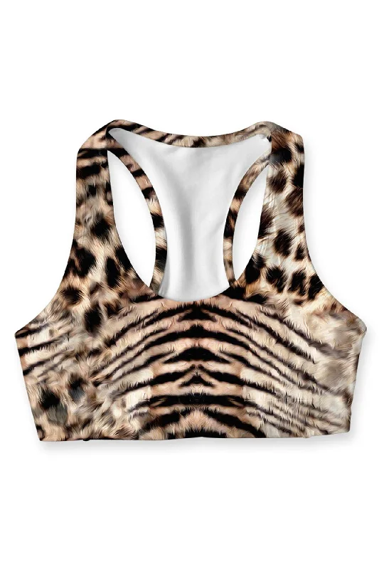 Wild Instinct Stella Brown Seamless Racerback Sport Yoga Bra - Women Sleek Push-Up Bra