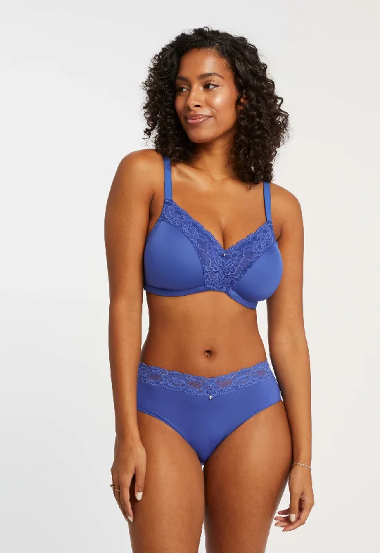 Wire Free Dream Bra In Sapphire - Montelle Lacy Underwire Bra