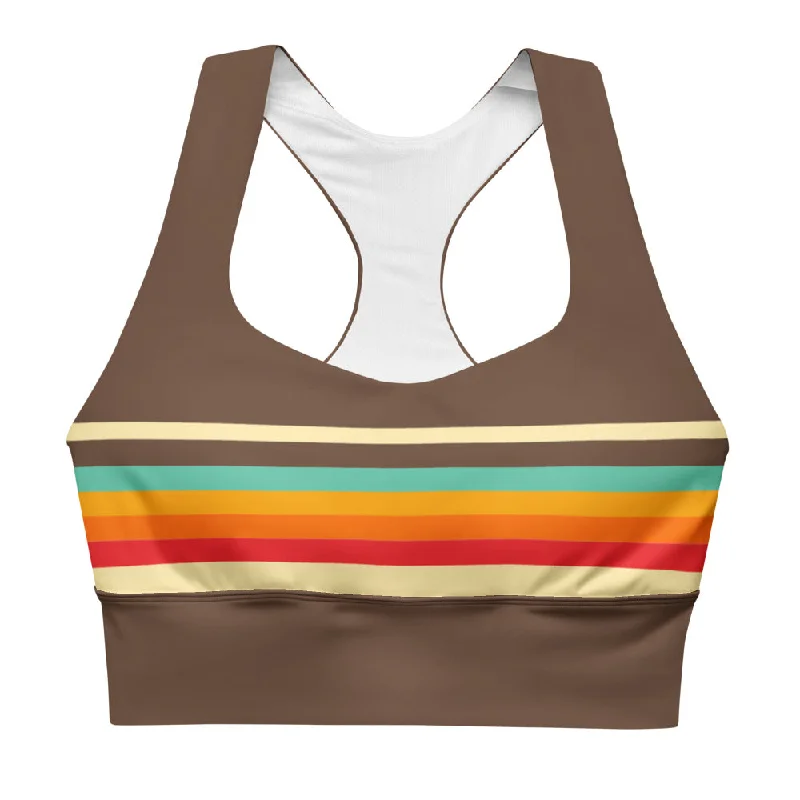 70s Stripe Swim Bra, Compression Sports Bra XS-3XL Minimalist One-Piece