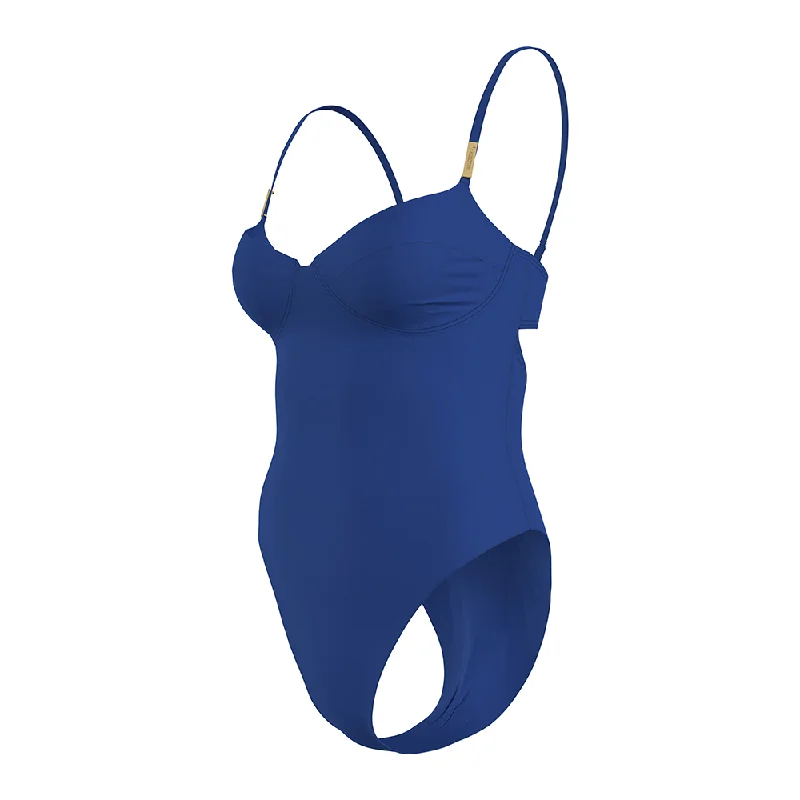 Calvin Klein Adjustable Blue Shoulder Straps Balconette Women's One-Piece Swimsuit Comfortable Swim Shorts