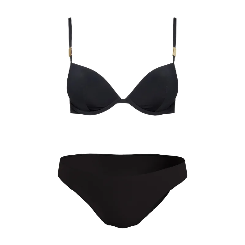 Calvin Klein Push Up Swim Black Beachy Ruffle Bikini