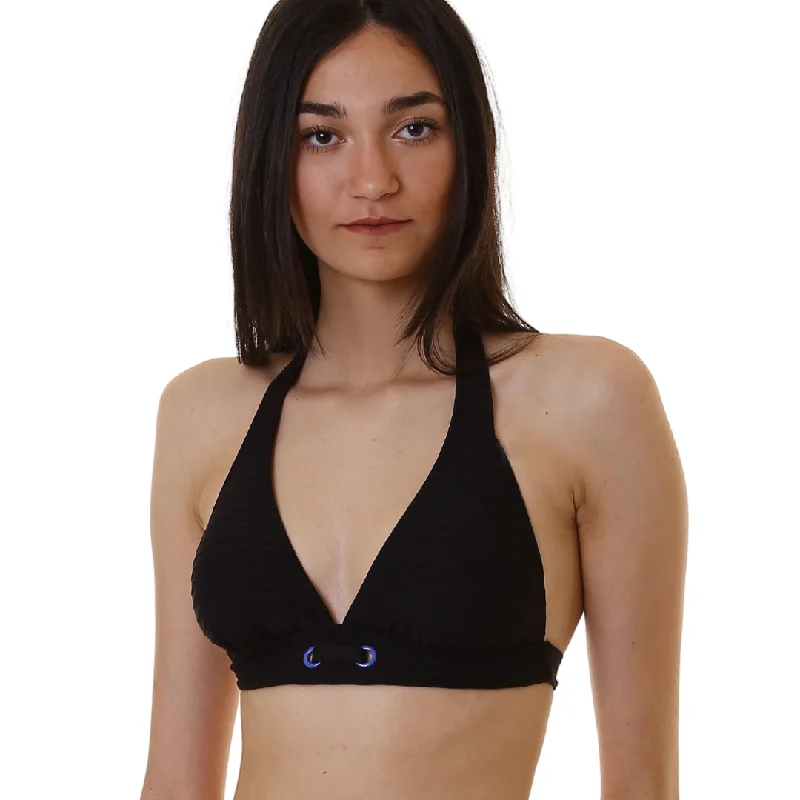 Cherry Beach Swim Halter Black Strapless Swimsuit Top