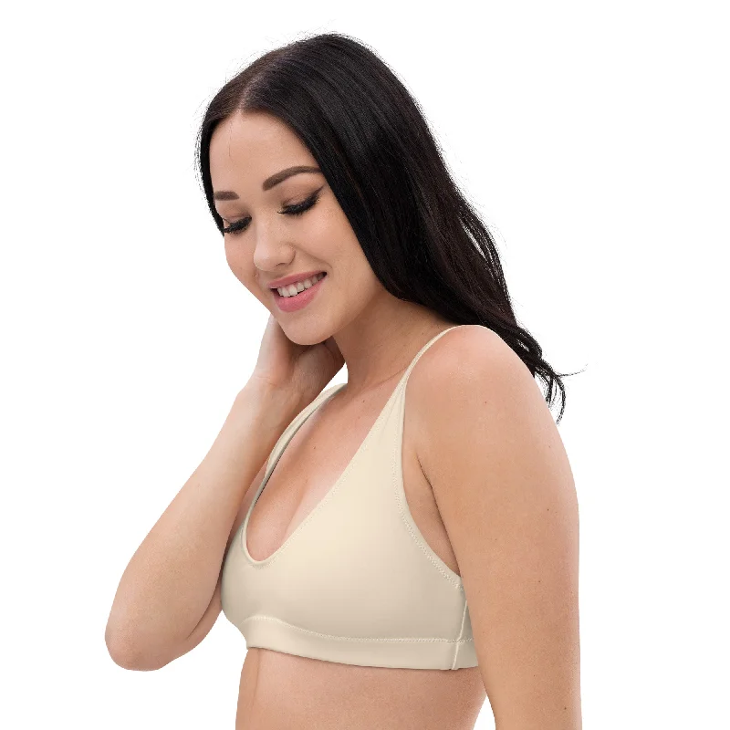 Skin Tone Recycled Fabric Bralette Swim Bikini Top - Latte Cream Vibrant Bikini Bottoms