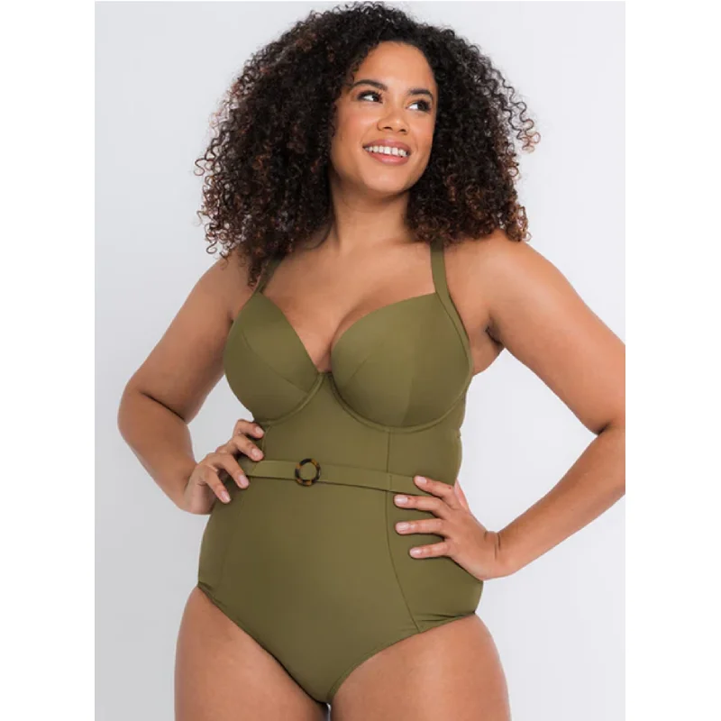 Retro Sun Multiway Swimsuit Olive Sleek Full Coverage