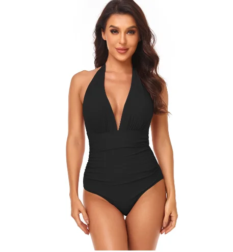 Sculpting Plunge Swimwear Tropical Print One-Piece