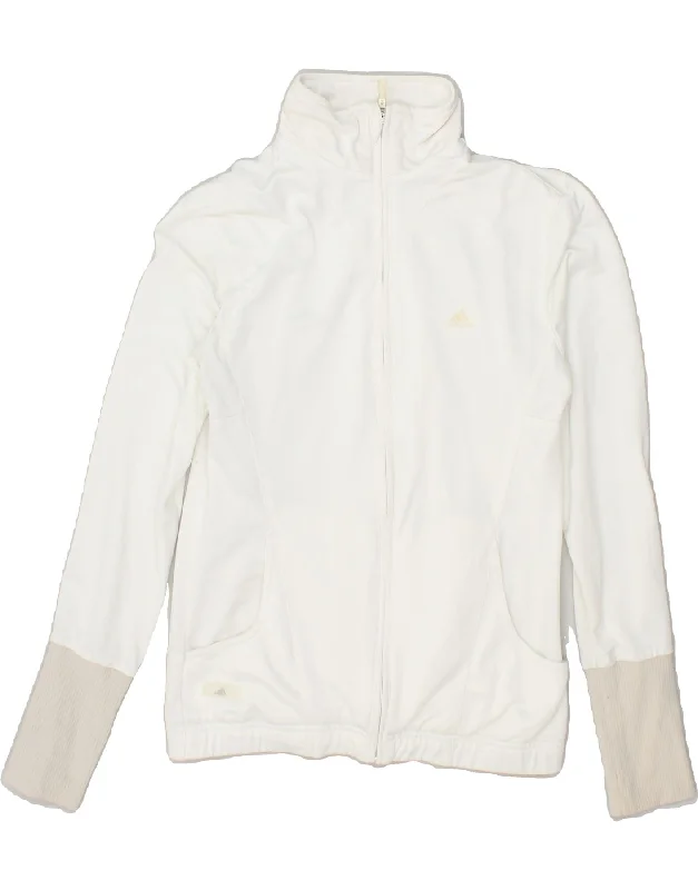 ADIDAS Womens Clima 365 Graphic Tracksuit Top Jacket UK 12 Medium White Trench Coat Raincoat Waterproof Jacket