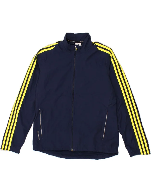 ADIDAS Womens Clima Proof Tracksuit Top Jacket UK 14 Medium Navy Blue Cotton Jacket Linen Jacket Terry Jacket