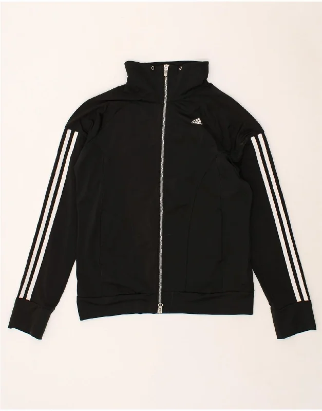 ADIDAS Womens Climacool Tracksuit Top Jacket UK 12 Medium Black Polyester Print Jacket Jacquard Jacket Embroidered Jacket