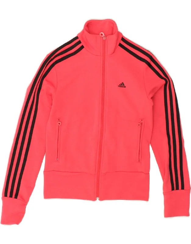 ADIDAS Womens Crop Tracksuit Top Jacket UK 6 XS Pink Polyester Wool Jacket Cashmere Jacket Tweed Jacket