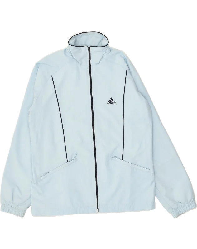 ADIDAS Womens Tracksuit Top Jacket UK 10 Small Blue Polyester Satin Jacket Silk Jacket Chiffon Jacket