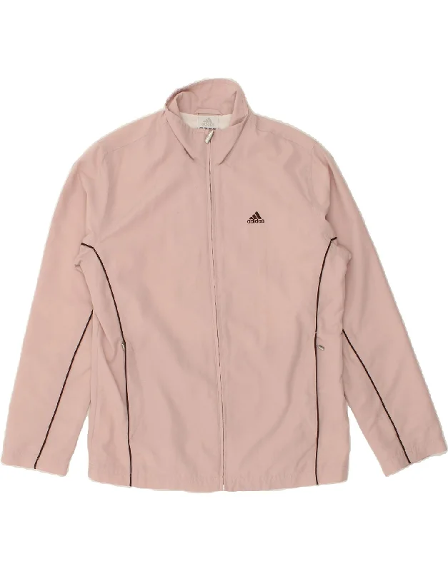 ADIDAS Womens Tracksuit Top Jacket UK 10 Small  Pink Polyester Denim Jacket Leather Jacket Suede Jacket