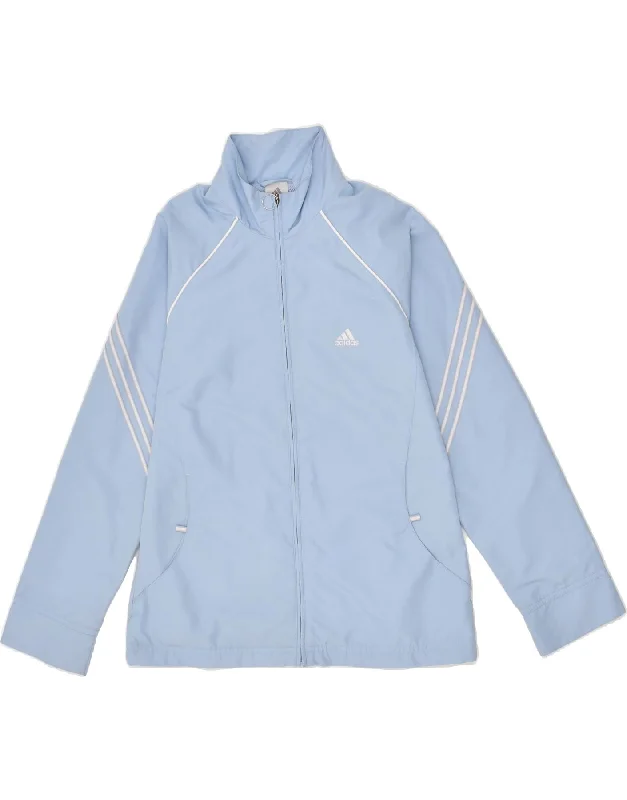 ADIDAS Womens Tracksuit Top Jacket UK 12 Medium Blue Polyester Anorak Shell Jacket Lightweight Jacket