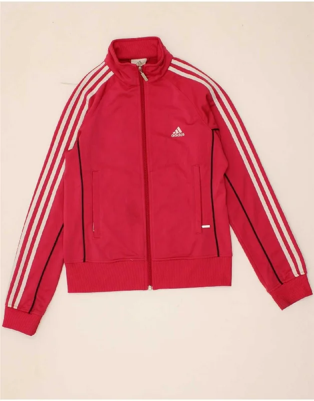 ADIDAS Womens Tracksuit Top Jacket UK 12 Medium Pink Polyester One-Shoulder Jacket Off-the-Shoulder Jacket Asymmetrical Jacket