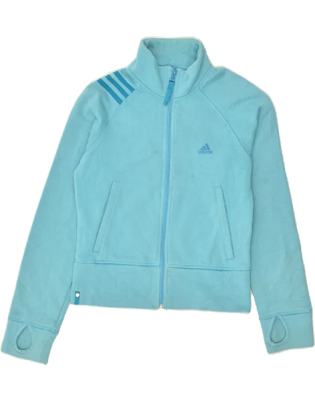 ADIDAS Womens Tracksuit Top Jacket UK 14 Large Blue V-Neck Jacket Boat Neck Jacket Square Neck Jacket